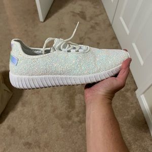 White glitter fashion sneakers